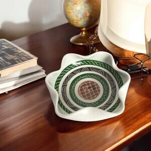 VTG Dragon Pottery Rhayader Wales UK Ceramic Ashtray Or Trinket Bowl Crazing